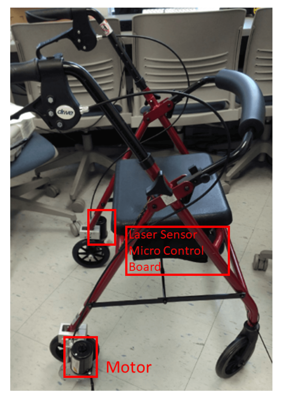 Motorized walker in use